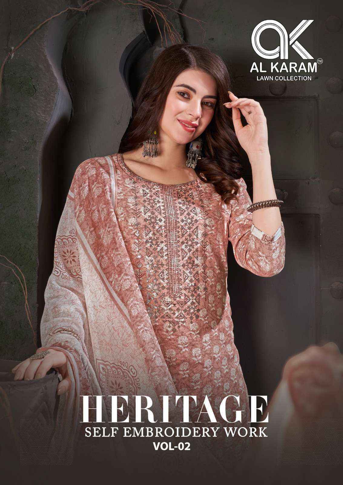 Al Karam Heritage Vol 02 Cotton Dress Material 12 pcs Catalogue