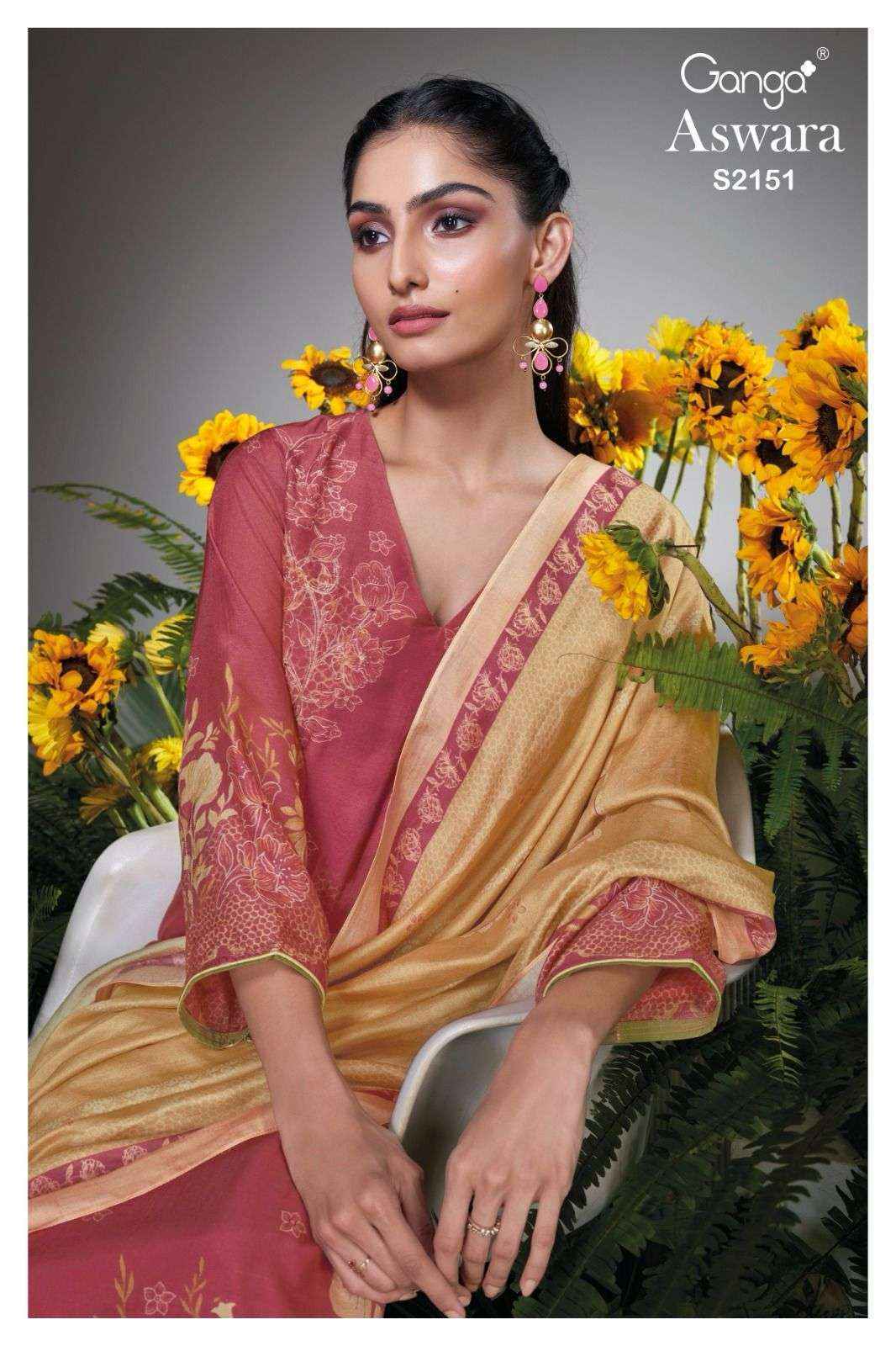 Ganga Aswara 2151 Silk Dress Material 4 pcs Catalogue