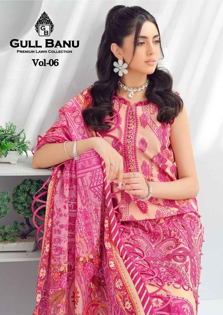 Gull Aahmed Gull Banu Vol 6 Lawn Cotton Dress Material 6 pcs Catalogue