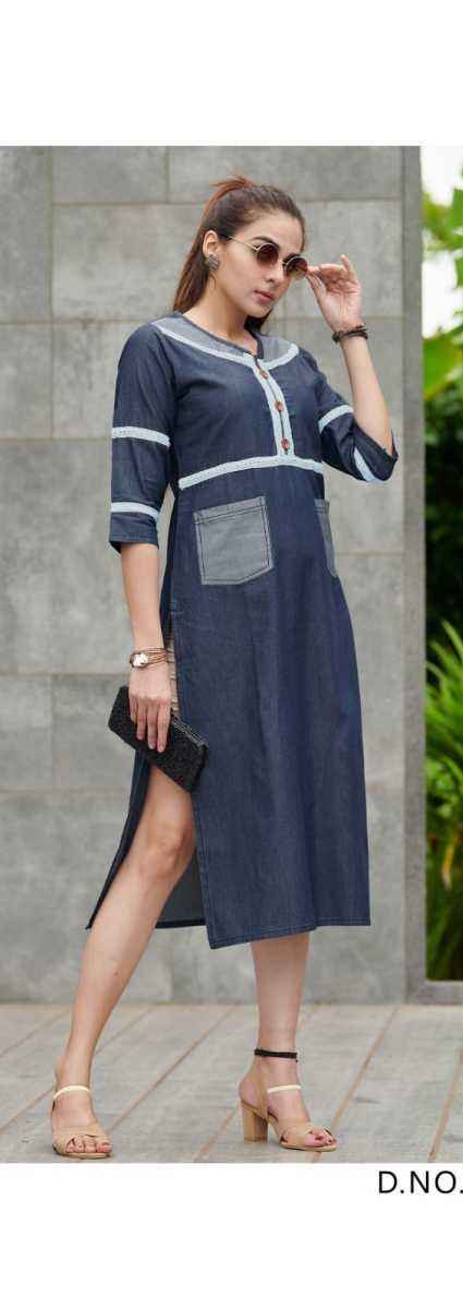 Kumb Rapid Denim Cotton Kurti 6 pcs Catalogue