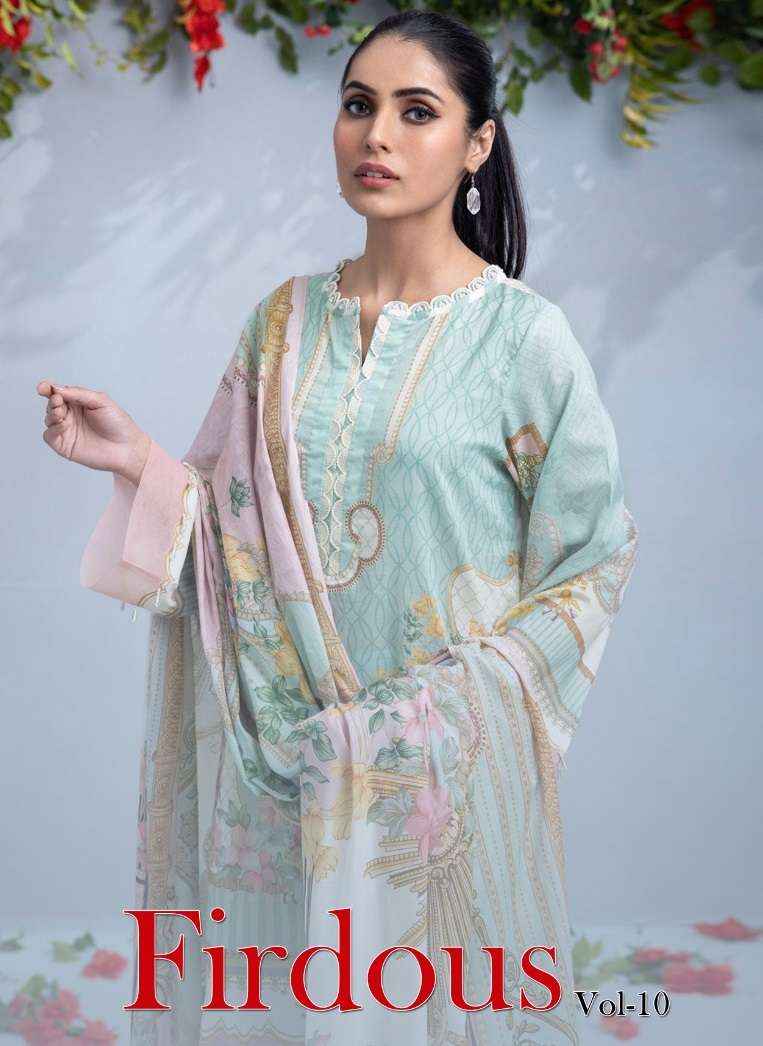 Sharaddha Designer Firdous Vol 10 Lawn Cotton Dress Material 3 pcs Catalogue