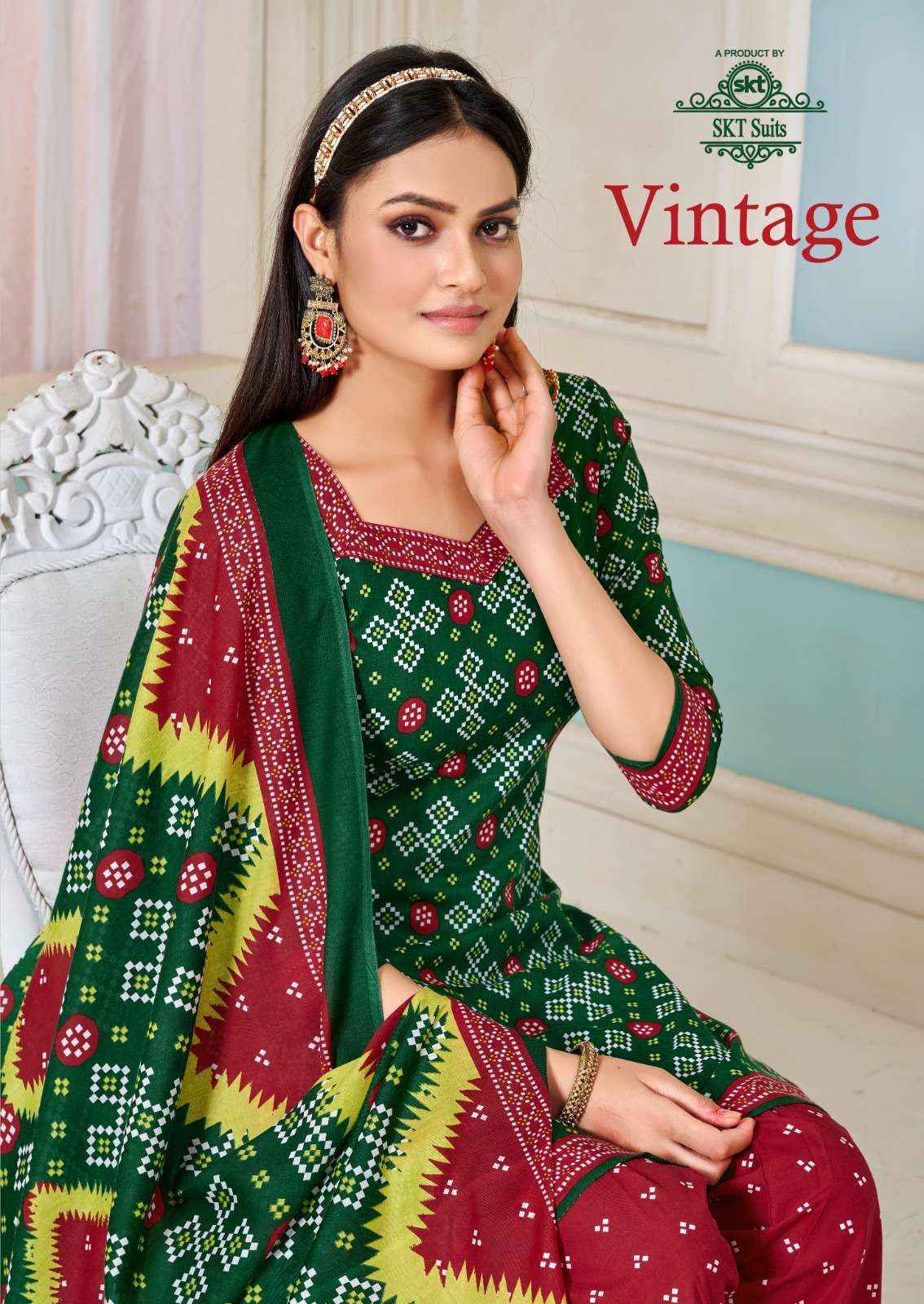 SKT Suits Vintage Cotton Dress Material 12 pcs Catalogue