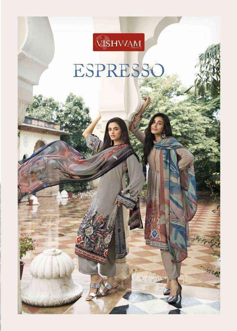Vishwam Fabrics Espresso Crape Dress Material 16 pcs Catalogue