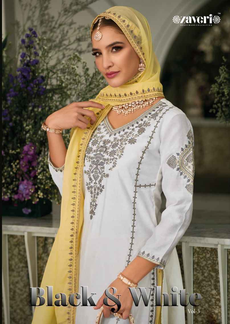 Zaveri Black & White Vol 3 Readymade Silk Dress 2 pcs Catalogue
