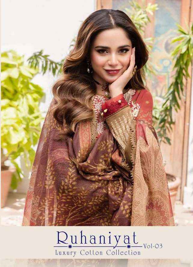 Asifa Nabeel Ruhaniyat Vol 3 Cotton Dress Material 6 pcs Catalogue