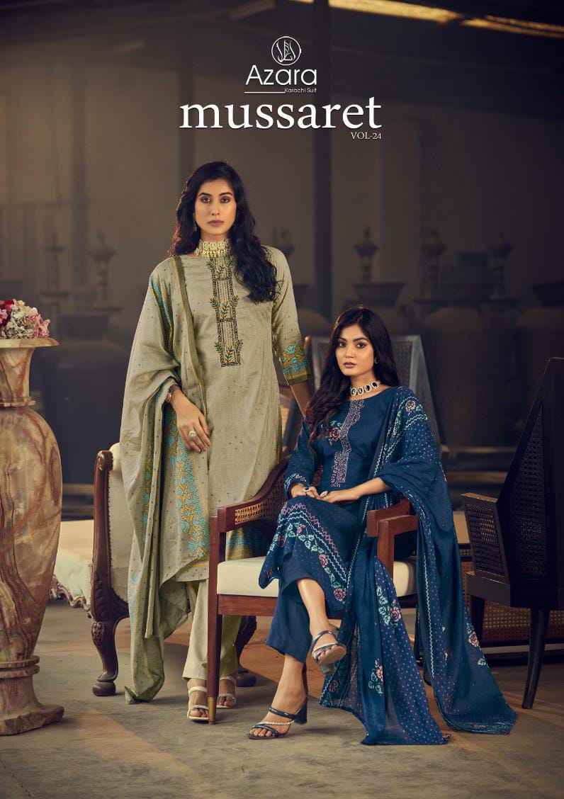 Azara Karachi Fashion Mussaret Vol-24 Zam Cotton Dress Material (8 Pc Catalog)