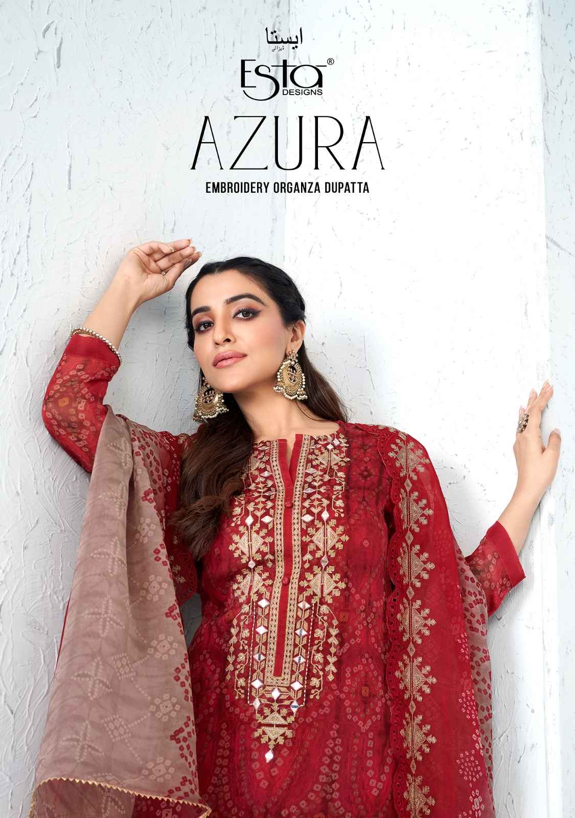 open lace back dress Digital Printed Chinon Silk Suit Set with Organza Dupatta – Style Jaipur main image 1