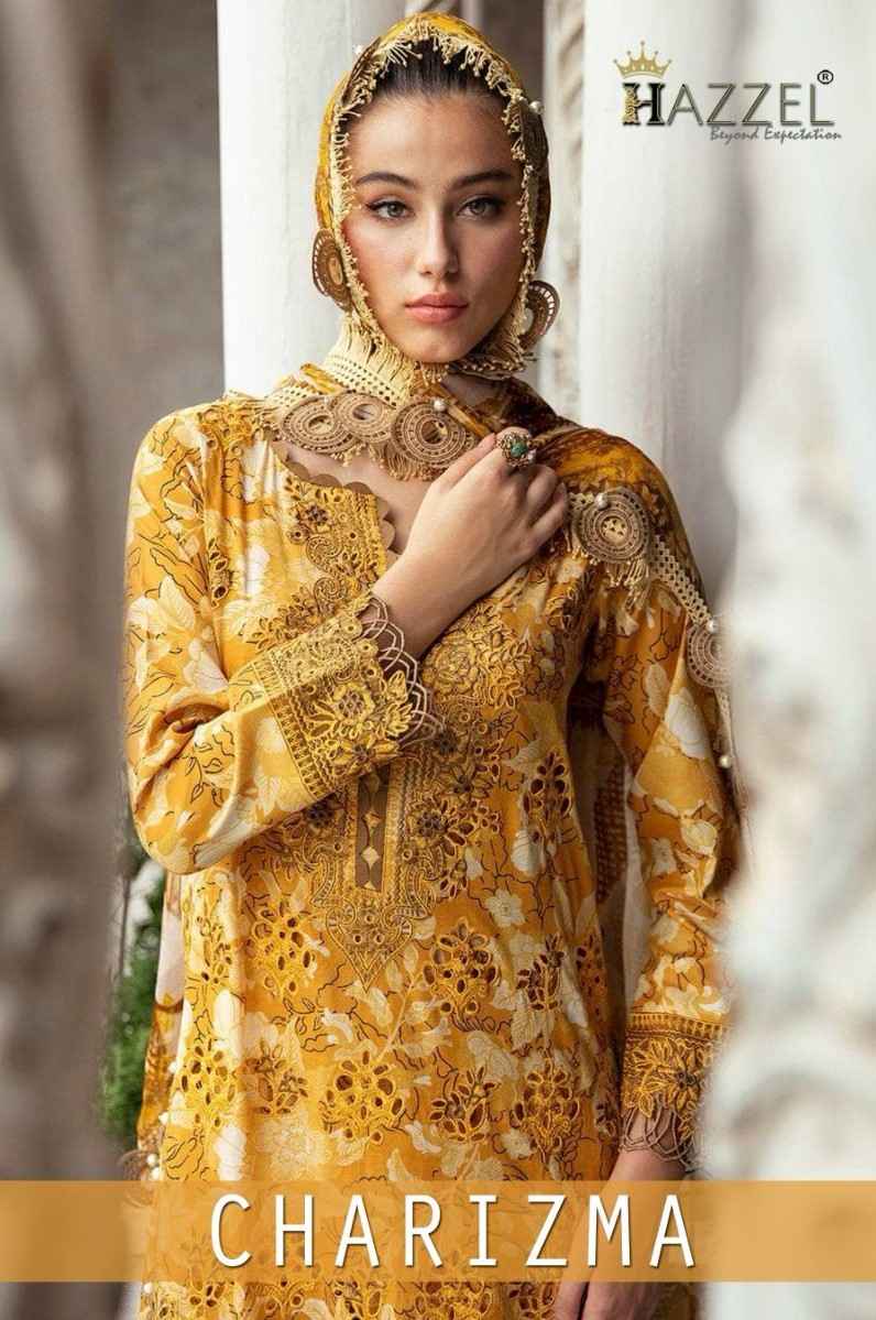 Hazzel Charizma Luxury Lawn Cotton Dress Material (6 Pc Catalog)