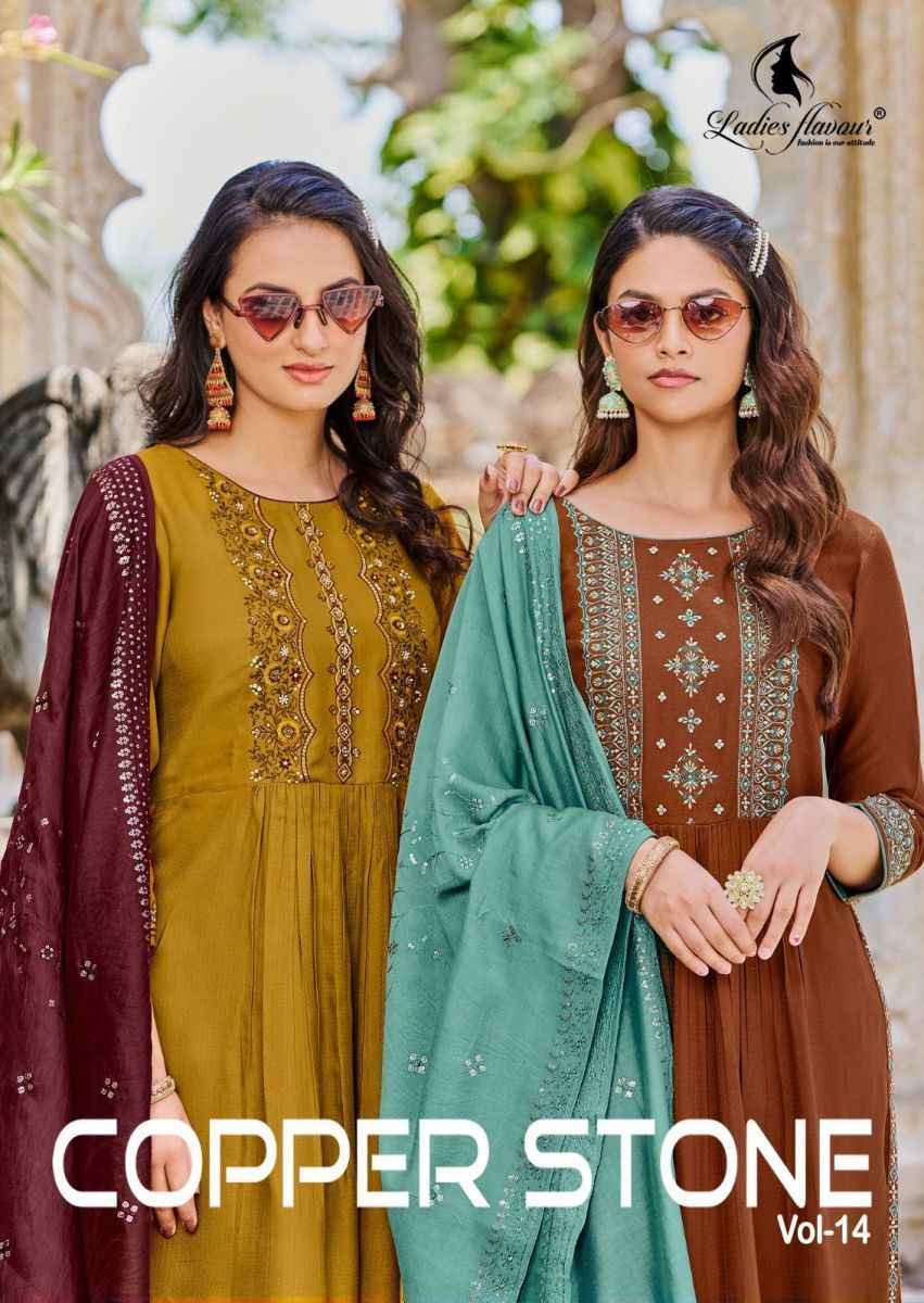 Ladies Flavour Copper Stone Vol 14 Viscose Kurti Combo 5 pcs Catalogue