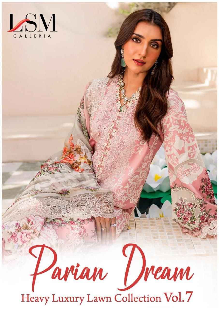 LSM Galleria Parian Dream Vol-7 Lawn Cotton Dress Material (6 pcs Catalogue)