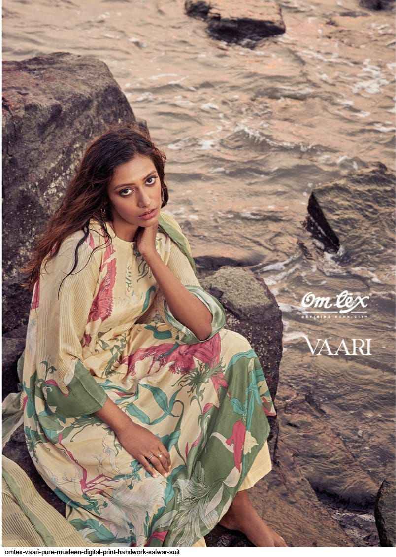 Omtex Vaari Pure Musleen Digital Print Dress Material (3 Pc Catalog)