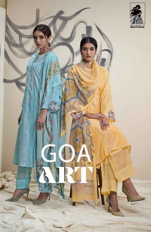 Sahiba Goa Art Pure Cotton Lawn Print Dress Material (3 Pc Catalog)
