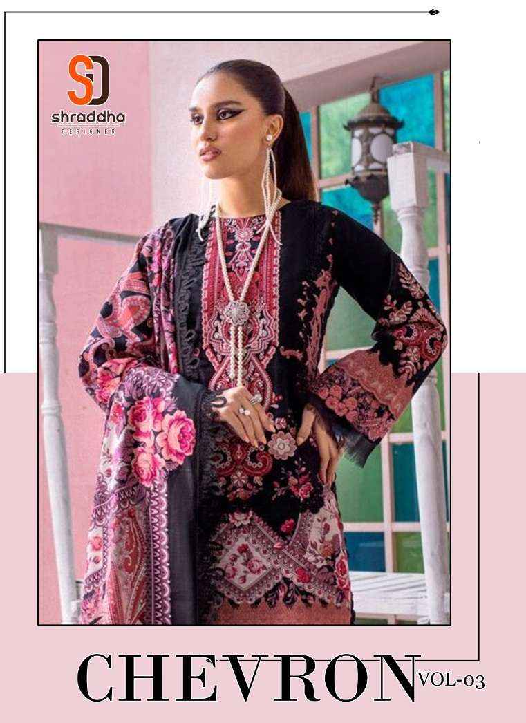 Sharaddha Designer Cheveron Vol 3 Lawn Cotton Dress Material 6 pcs Catalogue