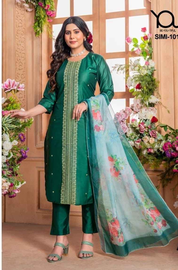 Wanna You Simi Heavy Chanderi Readymade Suit (4 Pc Catalog)