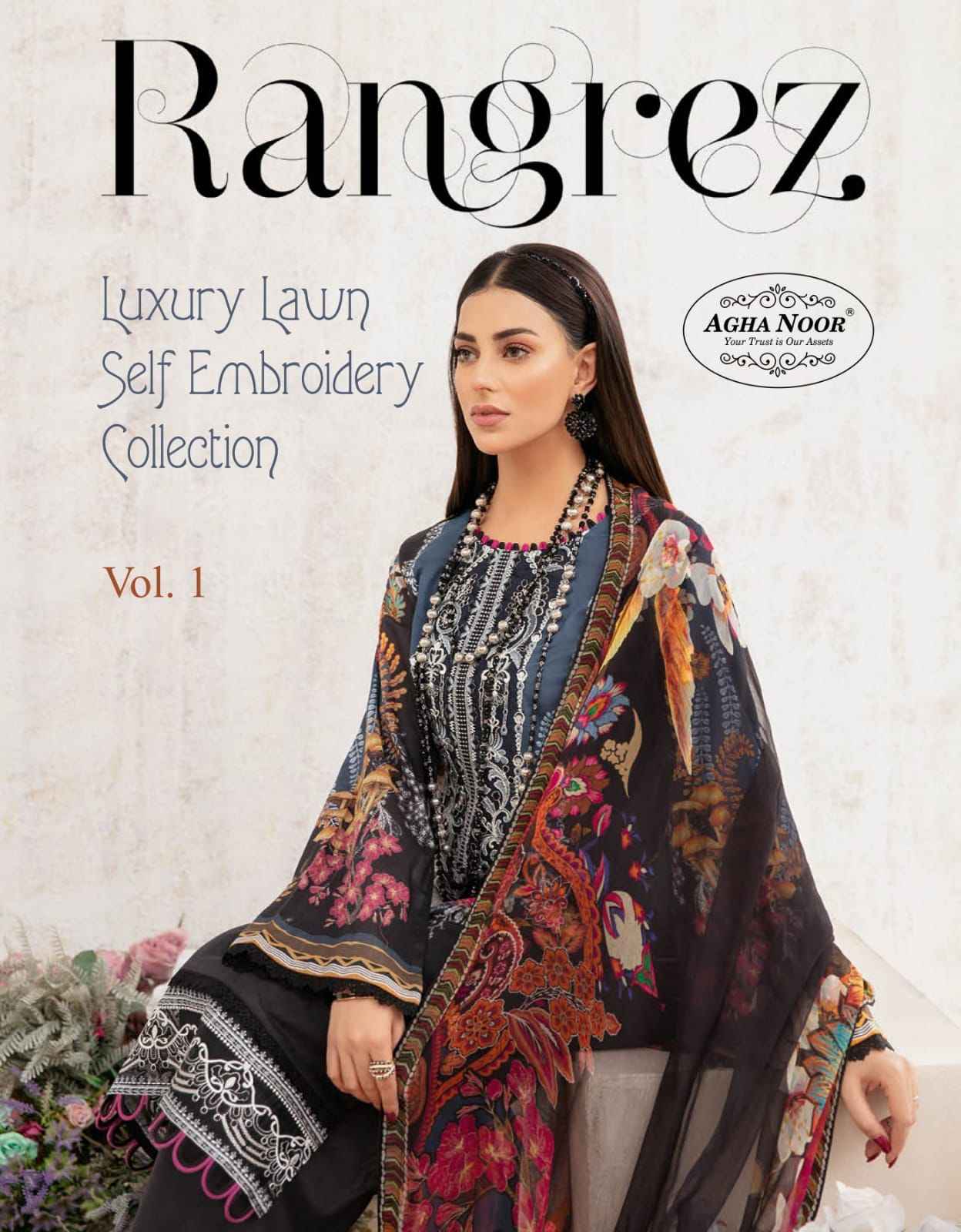 Agha Noor Rangrez Vol-1 Lawn Cotton Dress Material (4 pcs Cataloge)