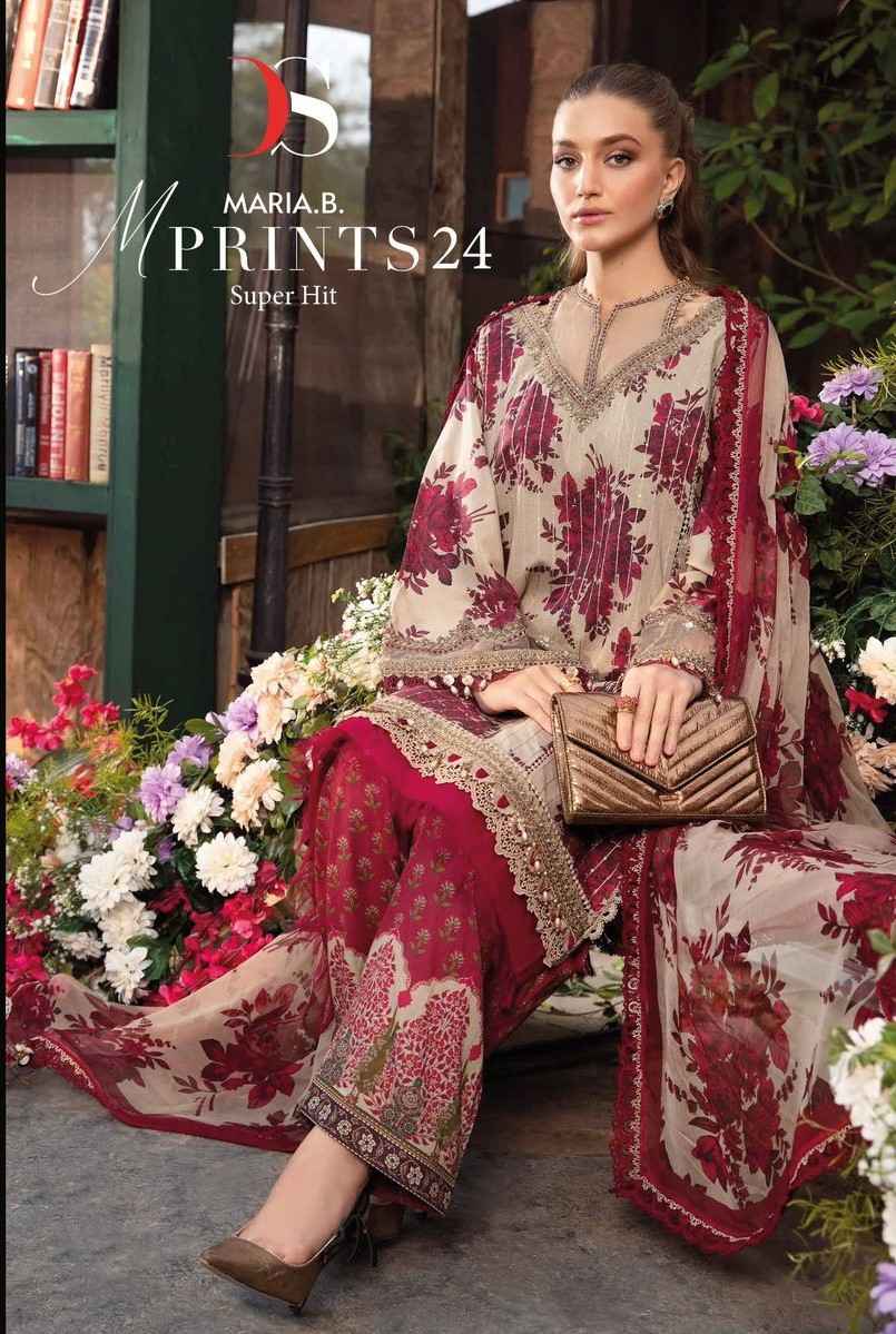Deepsy Maria B M Prints Vol-24 Cotton Dress Material (2 pcs Catalogue)