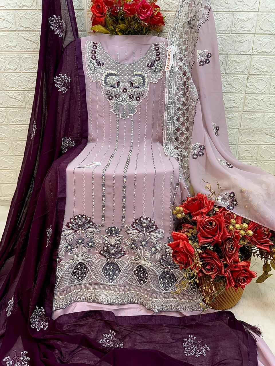 Fepic Rosemeen C-1739 Georgette Embroidered Dress Material (4 Pc Catalog)