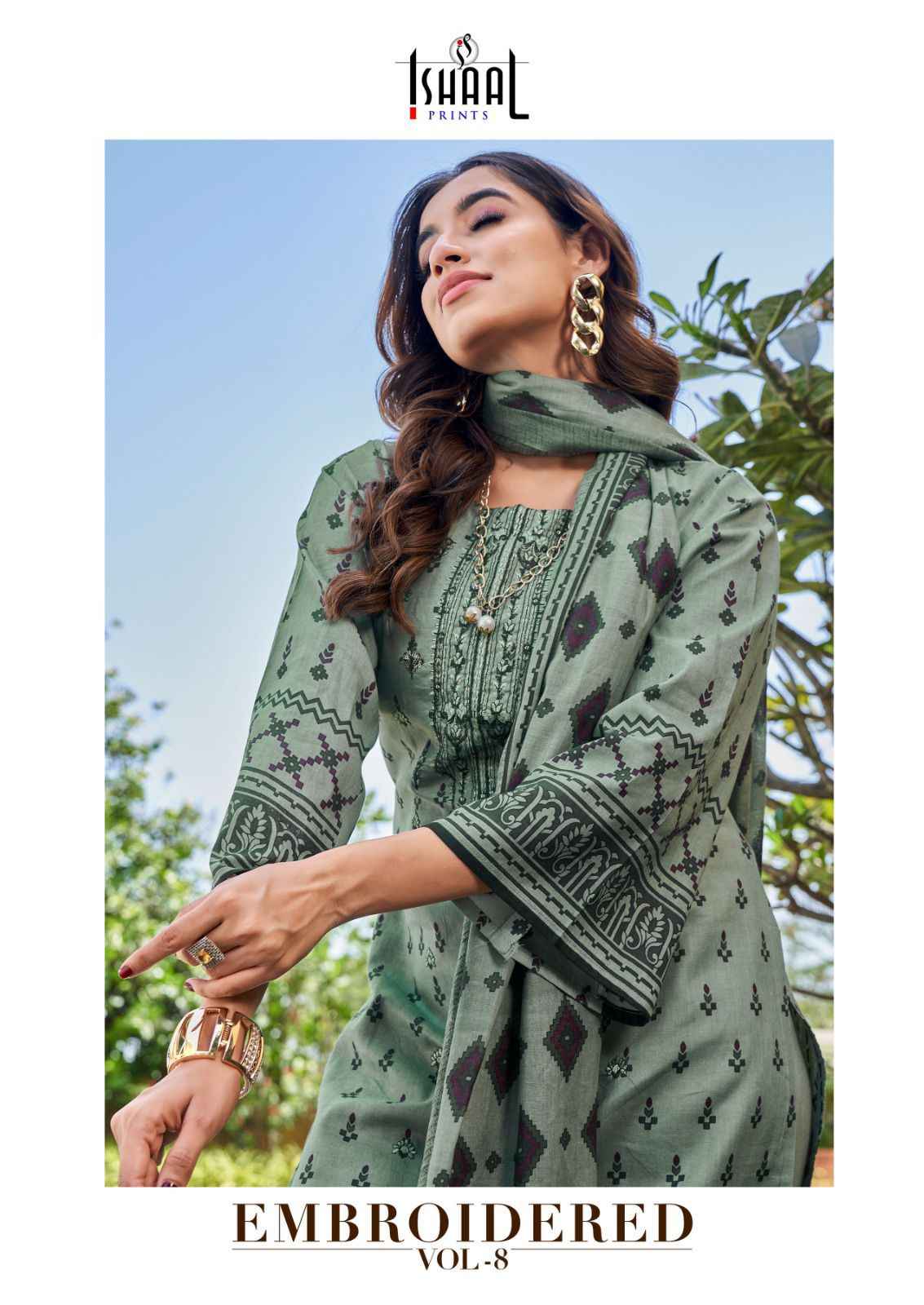 Ishaal Embroidered Vol-8 Lawn Dress Material (10 pcs Catalogue)