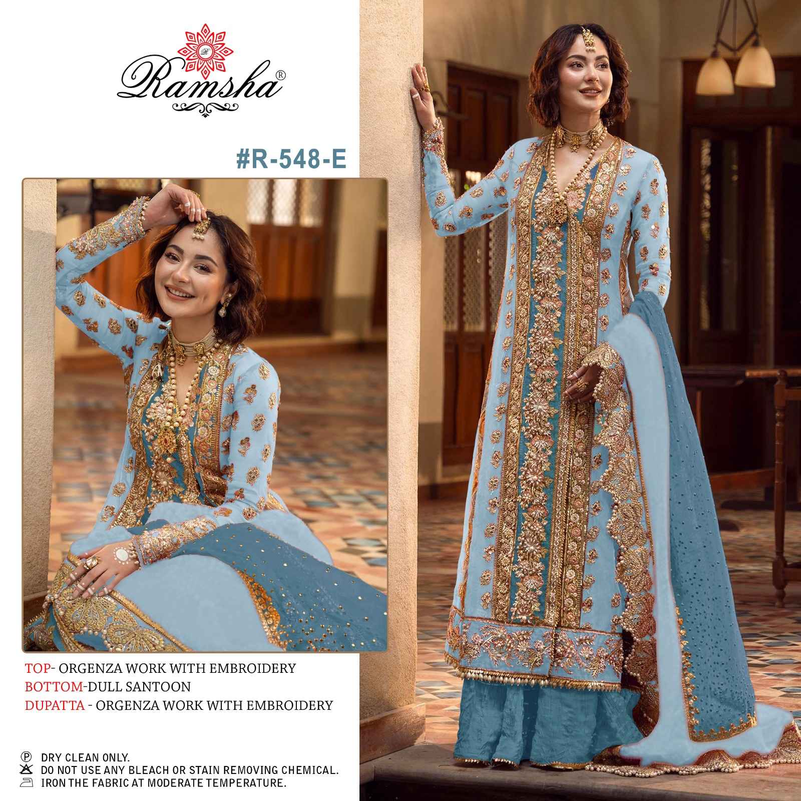 Ramsha R 548 Nx Organza Dress Material 4 pcs Catalogue