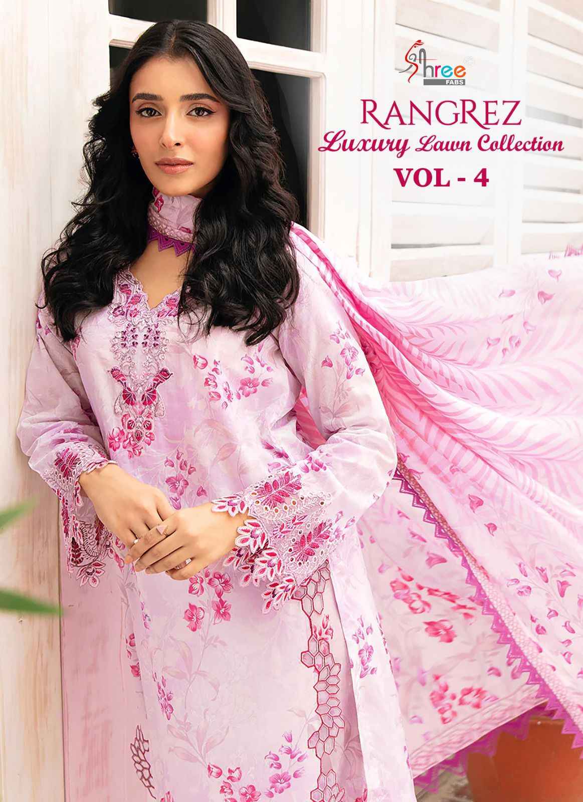 Shree Fabs Rangrez Luxcury Lawn Collection Vol-4 Cotton Dress Material (7 pcs Cataloge)