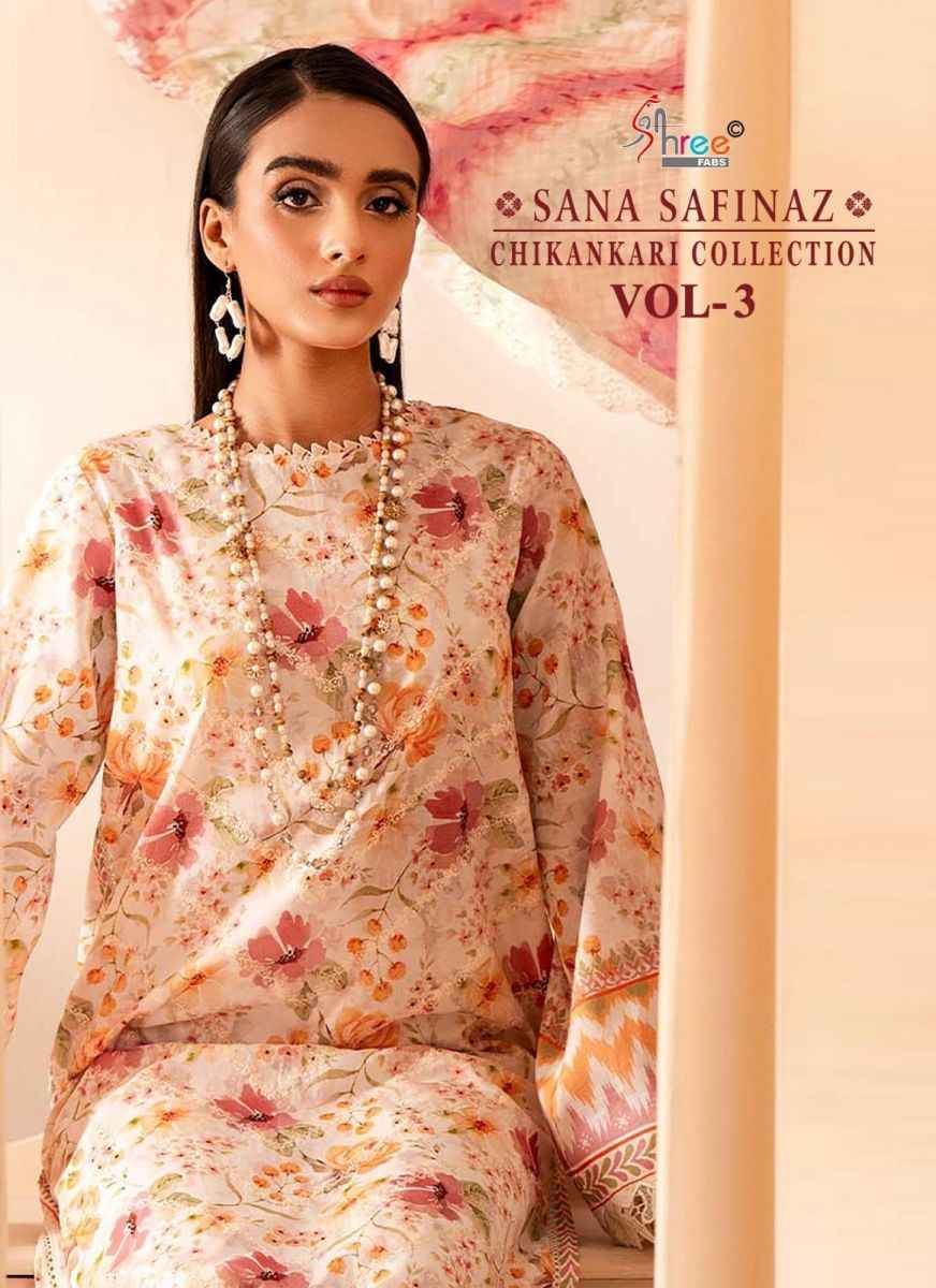 Shree Fabs Sana Safinaz Chikankari Collection Vol 3 Cotton Dress Material 5 pcs Catalogue