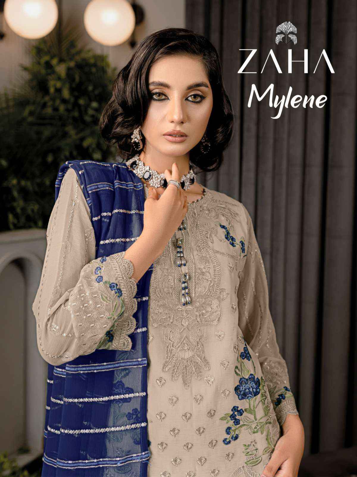 Zaha Mylene Vol 1 Georgette Dress Material 3 pcs Catalogue
