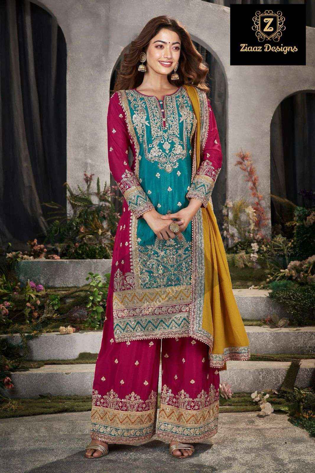 Ziaaz Designs Code 450 Readymade Chinon Dress 3 pcs Catalogue