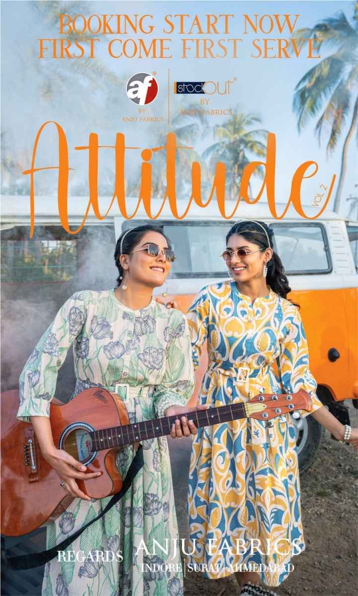 Anju Fabrics Attitude Vol 2 Cotton Flex Kurti 6 pcs Catalogue