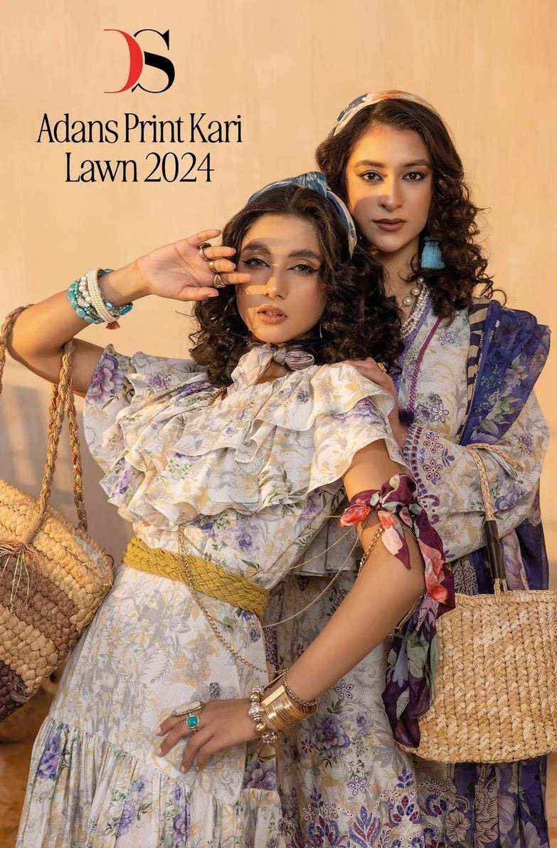 Deepsy Adans Print Kari Lawn 2024 Cotton Dress Material 6 pcs Catalogue