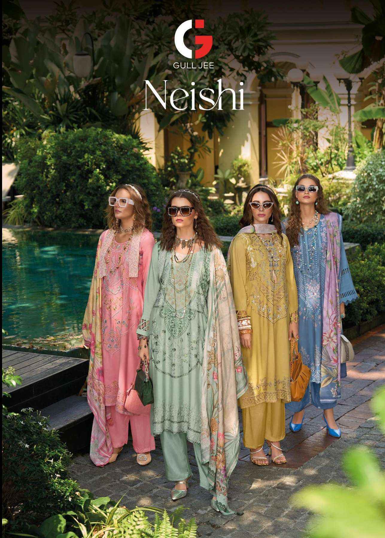 Gull Jee Neishi Muslin Dress Material 6 pcs Catalogue