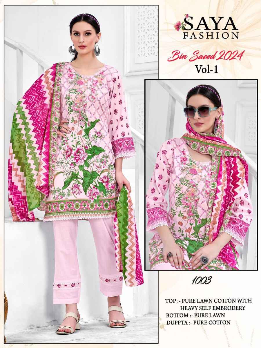 Saya Fashion Bin Saeed Vol 1 Cotton Dress Material 5 pcs Catalogue