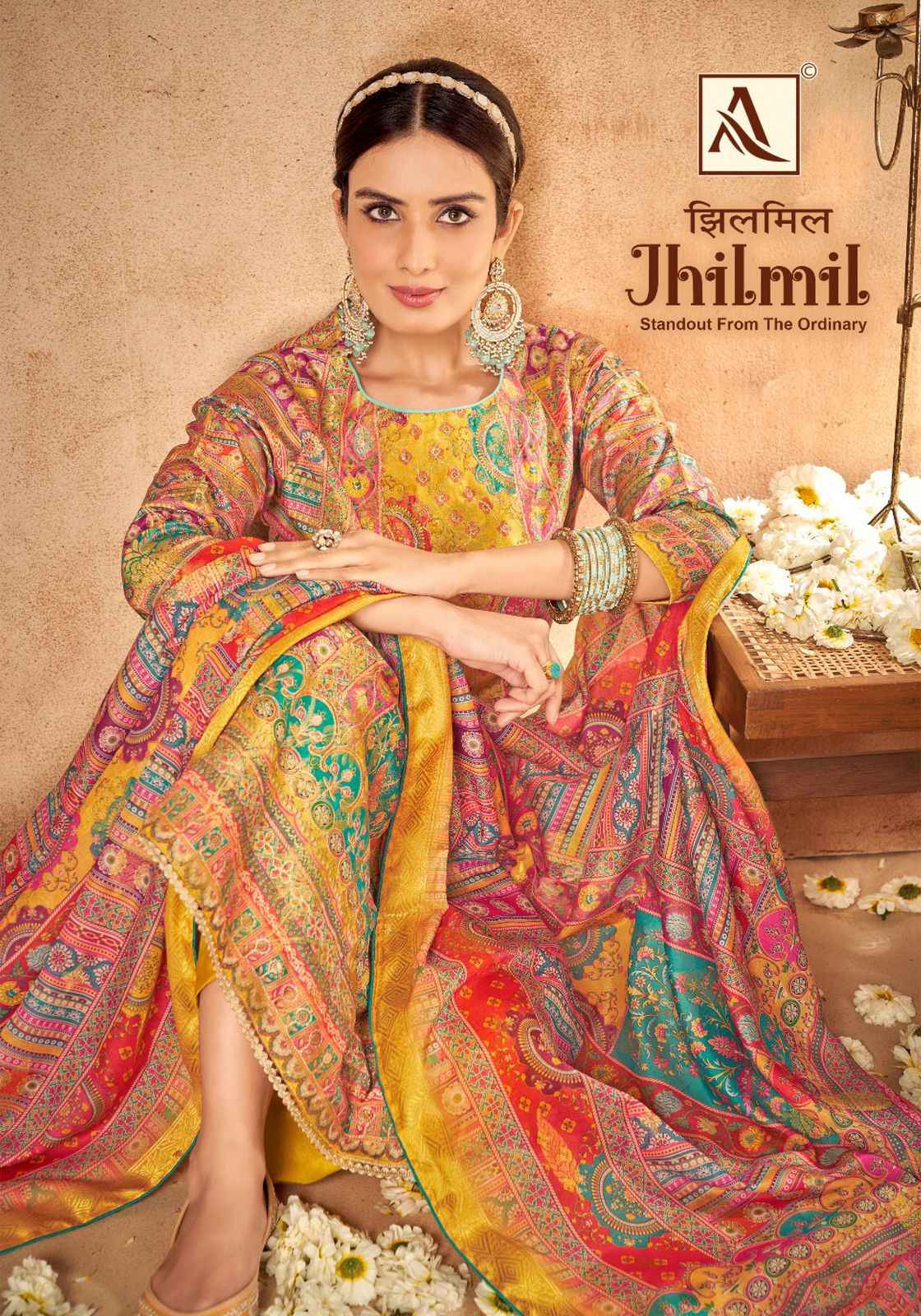 Alok Suit Jhilmil Premium Soft Maslin Dress Material (6 pcs Catalogue)