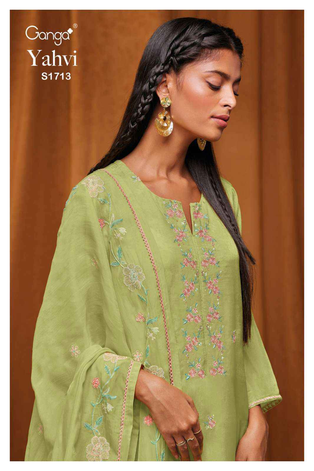Ganga Yahvi 1713 Silk Dress Material 4 pcs Catalogue