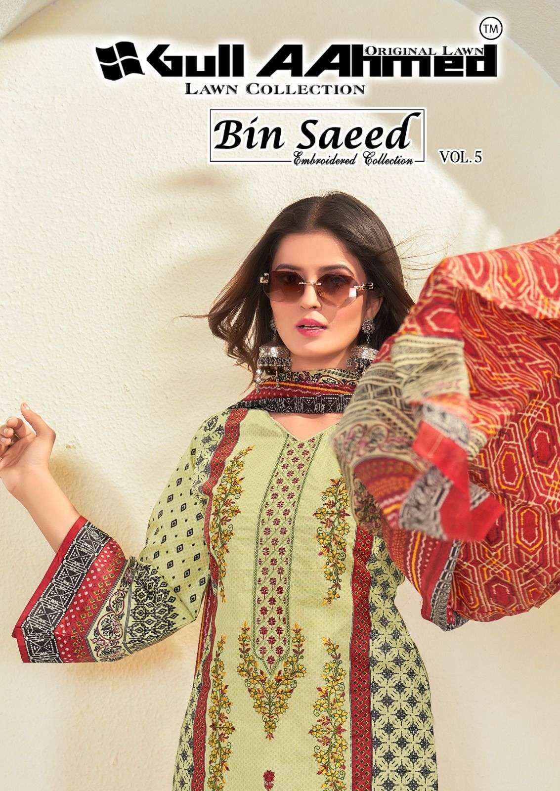 Gull Aahmed Bin Saeed Vol 5 Lawn Cotton Dress Material 6 pcs Catalogue