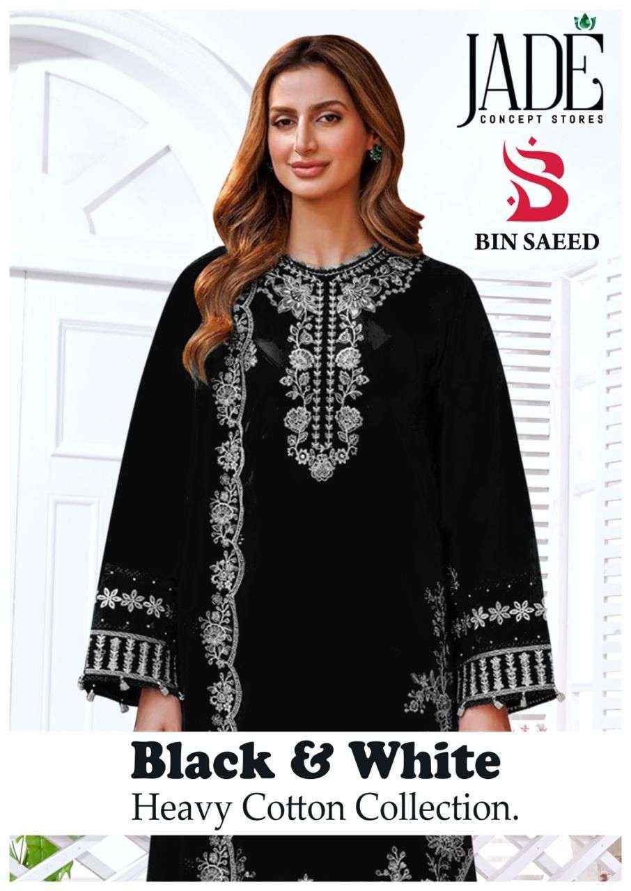 Jade Bin Saeed Black & White Cotton Dress Material 6 pcs Catalogue