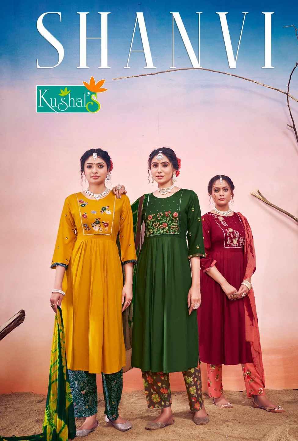 Kushal Shanvi Rayon Nyra Cut Readymade Suit (10 pcs catalog)