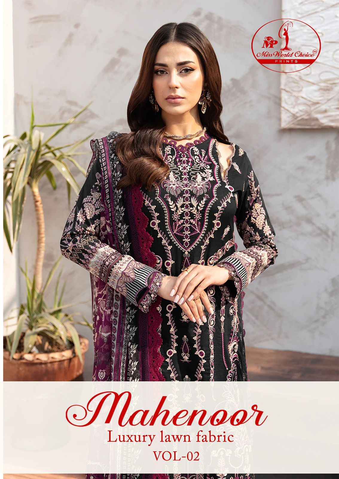 Missworld Choice Print Mahenoor Luxury Lawn Vol-2 Dress Material (6 Pc Catalog)