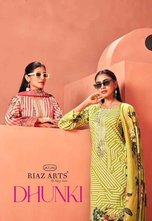 Riaz Arts Dhunki Pure Karachi Lawn Dress Material (6 Pc Catalouge)