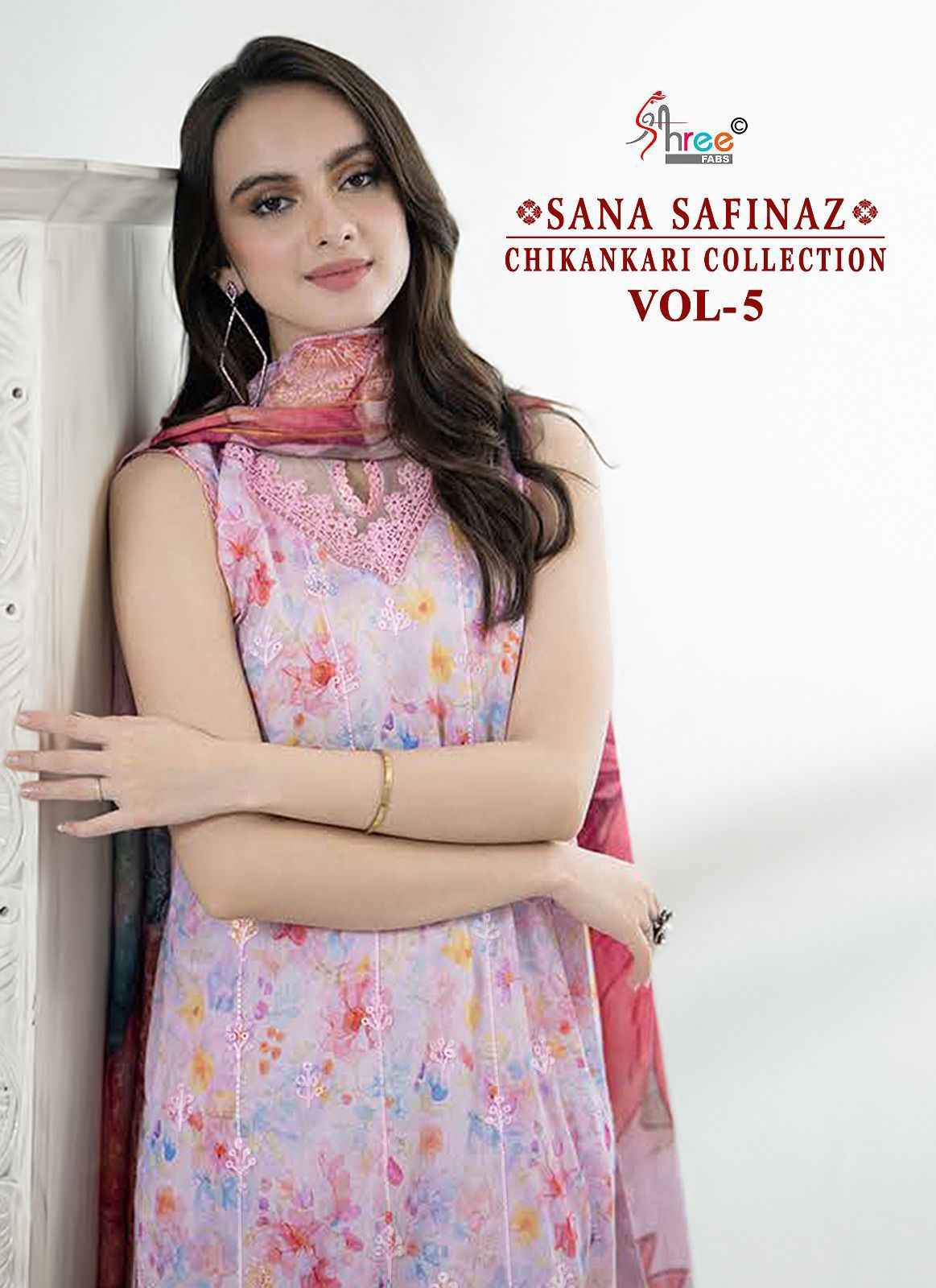 Shree Fabs Sana Safinaz Chikankari Collection Vol-5 Cotton Dress Material (6 pcs Catalogue)
