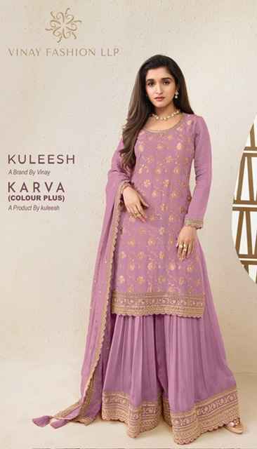 Vinay Kuleesh Karva Colour Plus Chinon Dress Material 5 pcs Catalogue