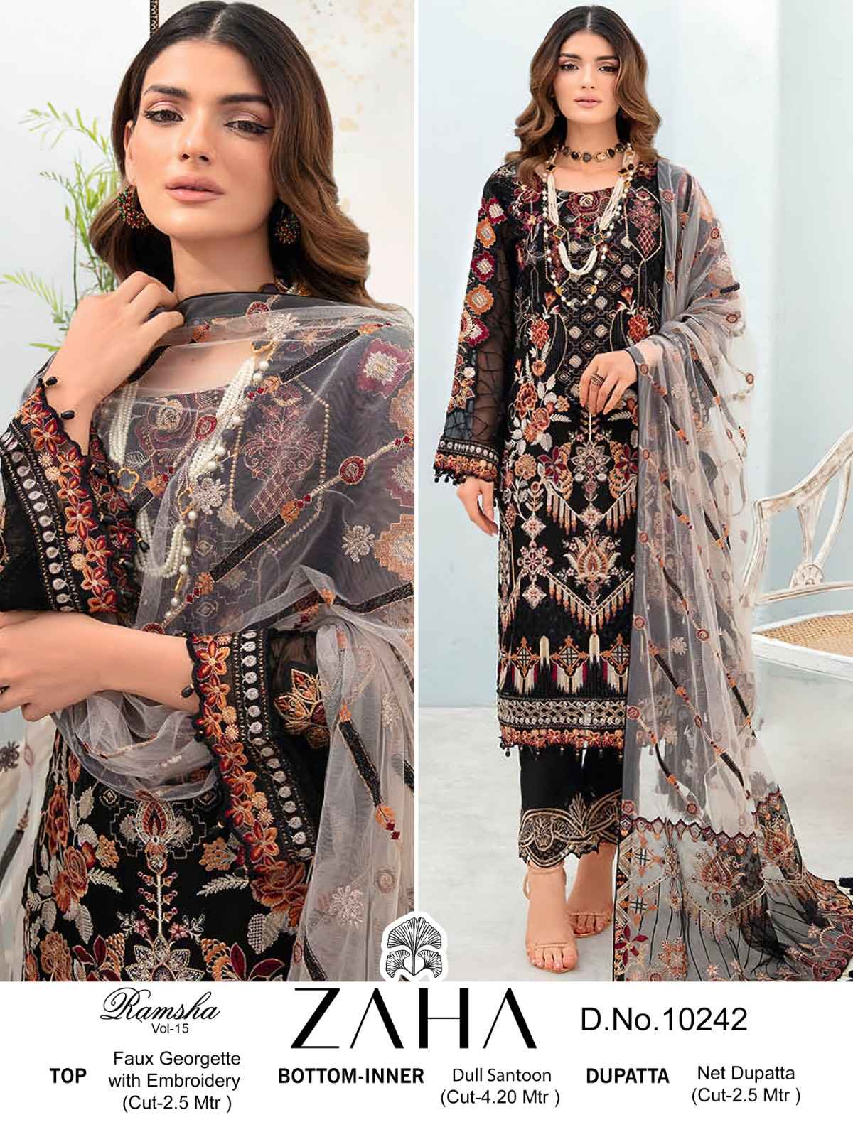 Zaha Ramsha Vol-15 Georgette Dress Material (4 pcs Catalogue)