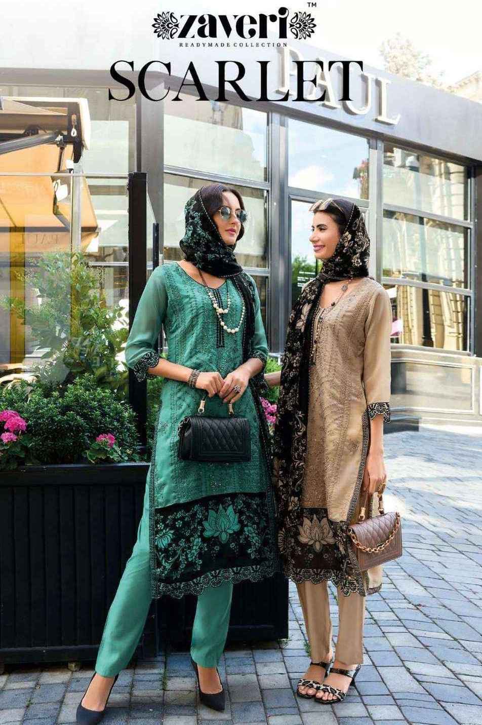 Zaveri Scarlet Organza Readymade Suit (2 pcs Catalogue)