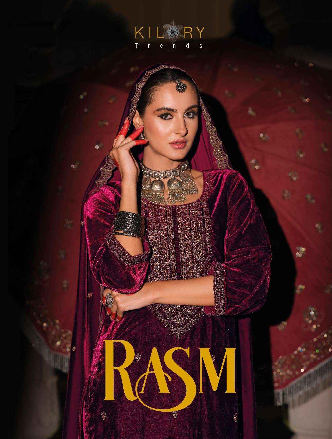 Kilory Trendz Rasm Velvet Dress Material 6 pcs Catalogue