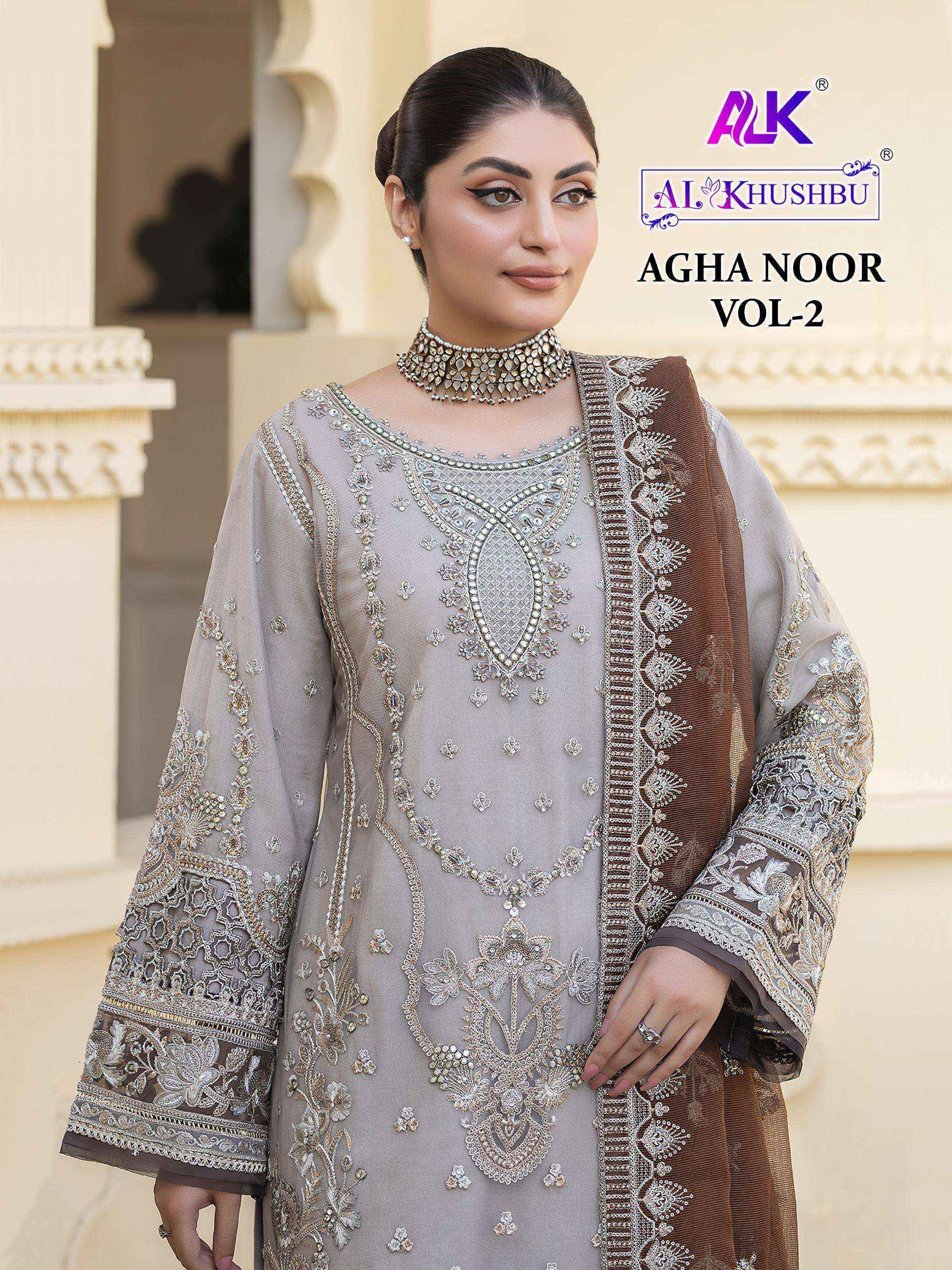 Al Khushbu Agha Noor-2 Georgette Dress Madterial (3 pcs Catalogue)