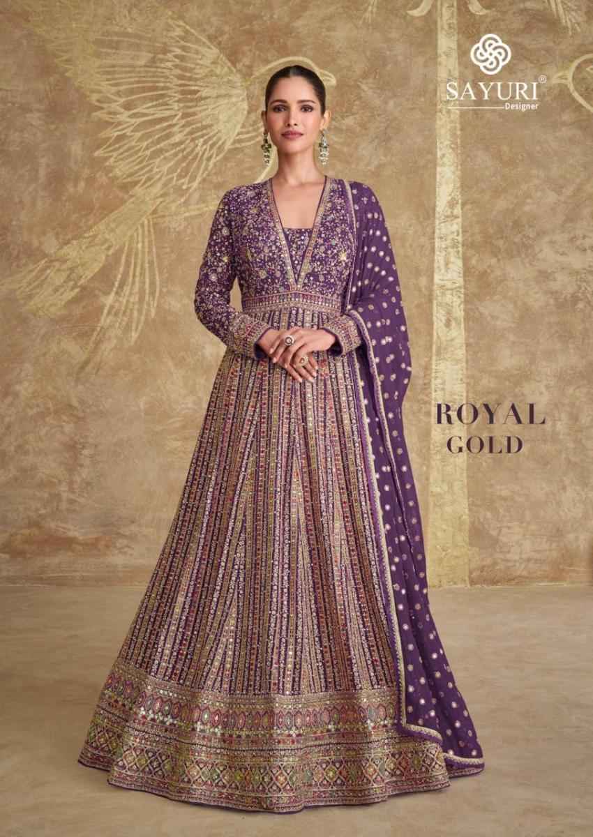 Sayuri Designer Royal Gold Readymade Georgette Dress 3 pcs Catalogue