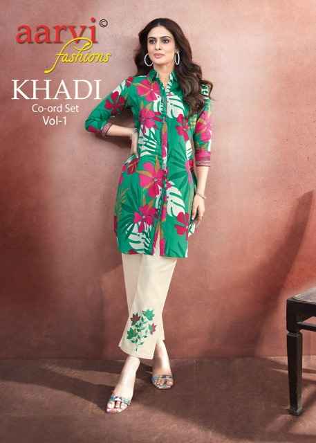 Aarvi Fashion Khadi Vol-1 Cotton Cord Set (8 pcs Catalogue)