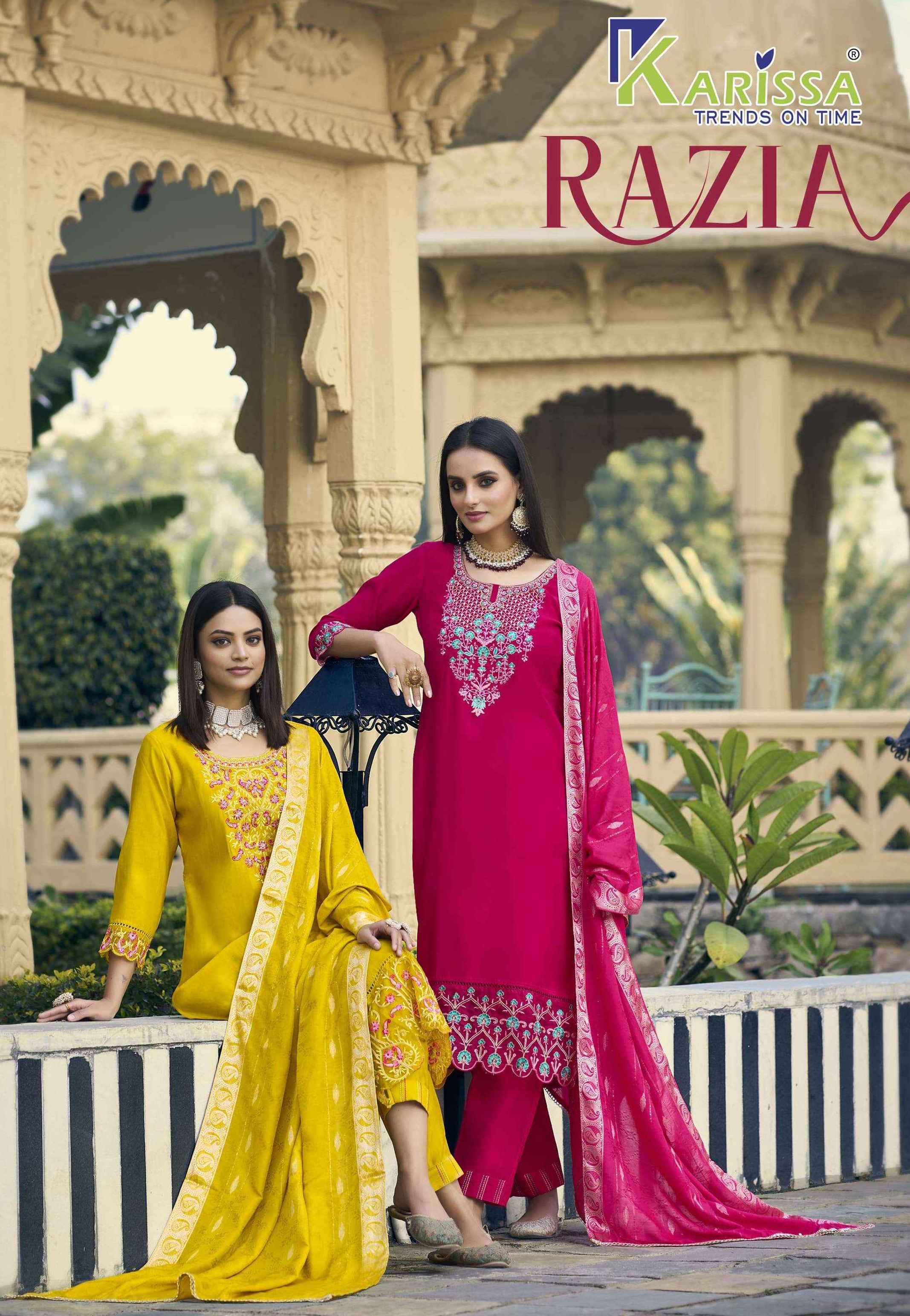 Karissa Razia Viscouse Silk Readymade Suit (4 pcs Catalogue)