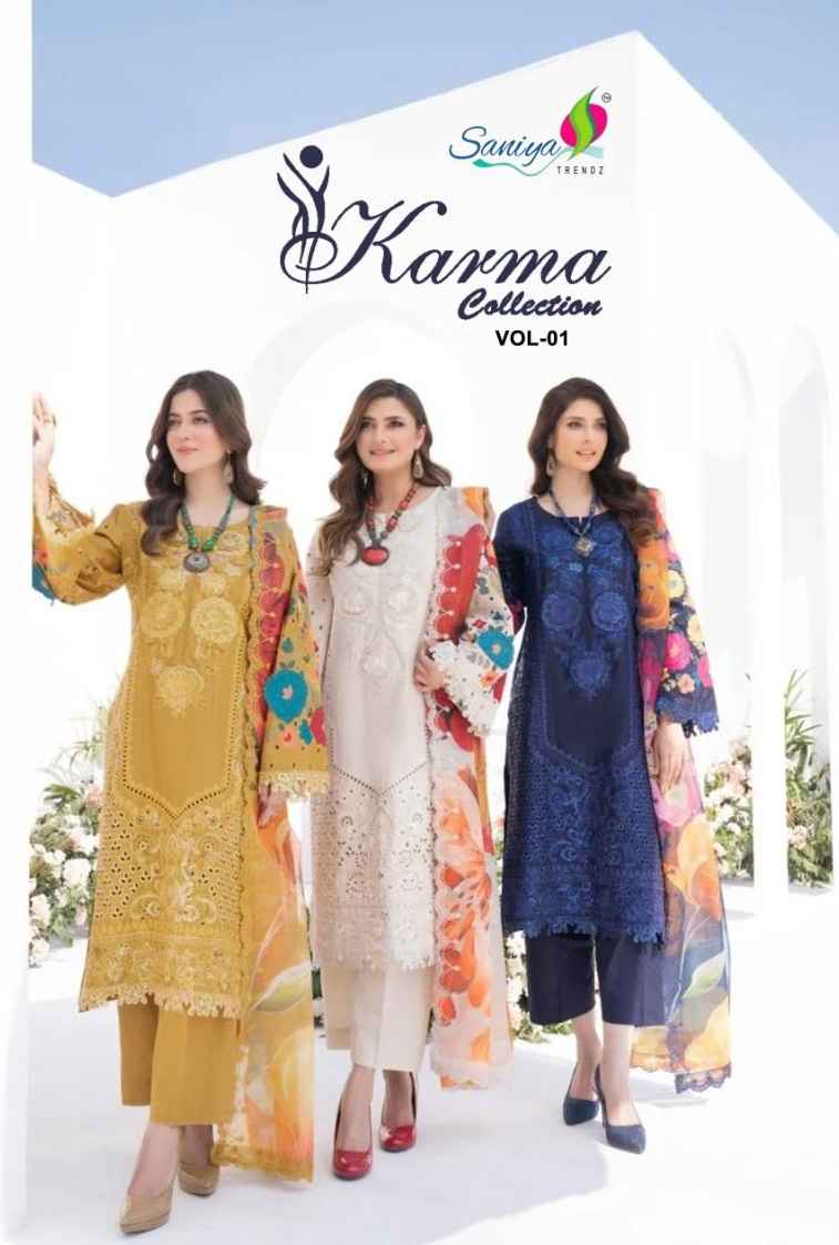Saniya Trendz Karma Collection Vol-1 NX Cotton Dress Material (4 pcs Catalogue)