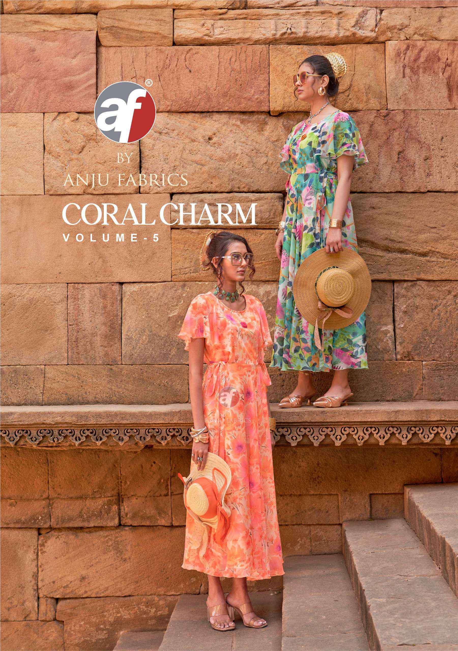 Anju Fabrics Coral Charm Vol 5 Viscose Gown 6 pcs Catalogue
