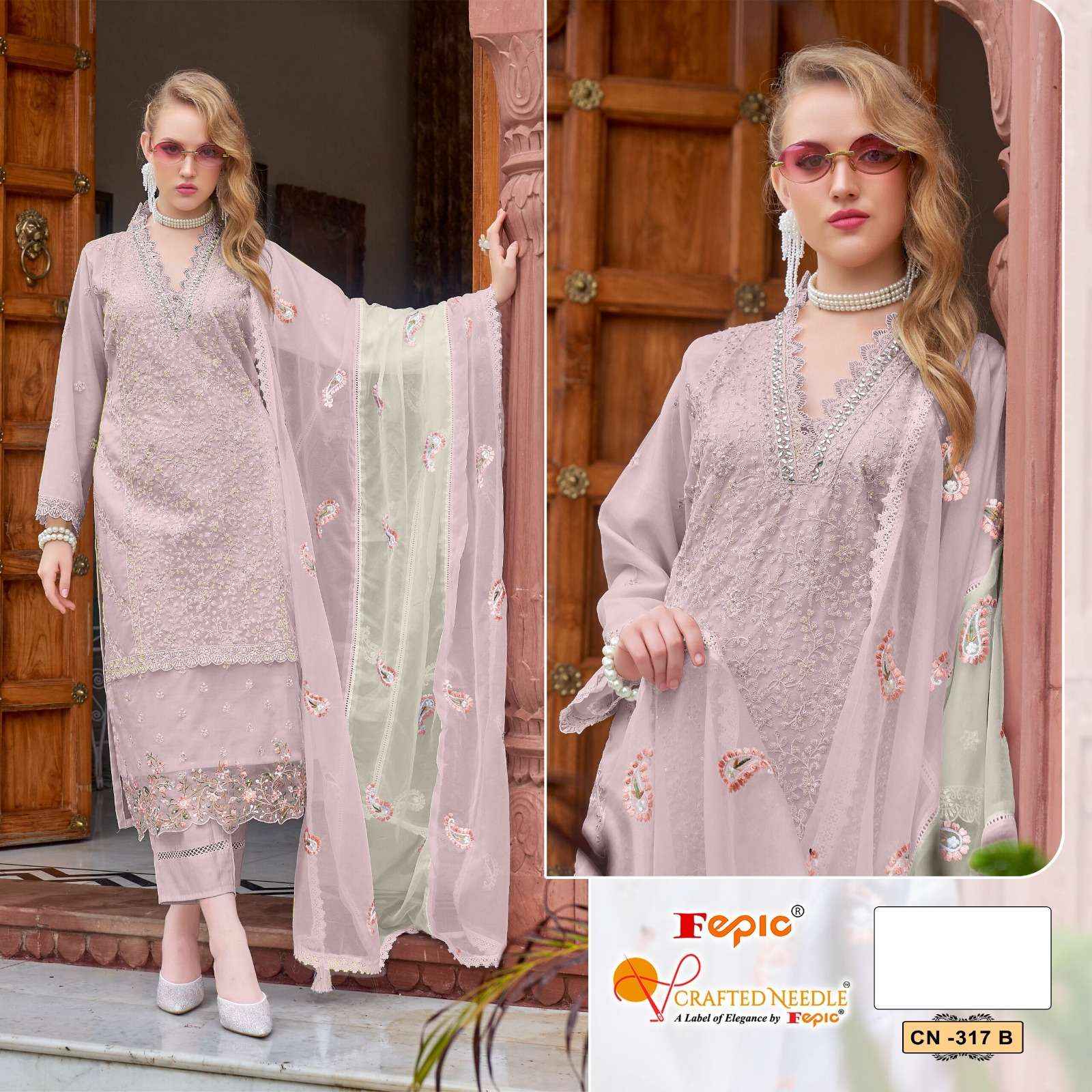 Fepic Crafted Needle Cn 317 Readymade Pakistani Style Organza Dress 3 pcs Catalogue